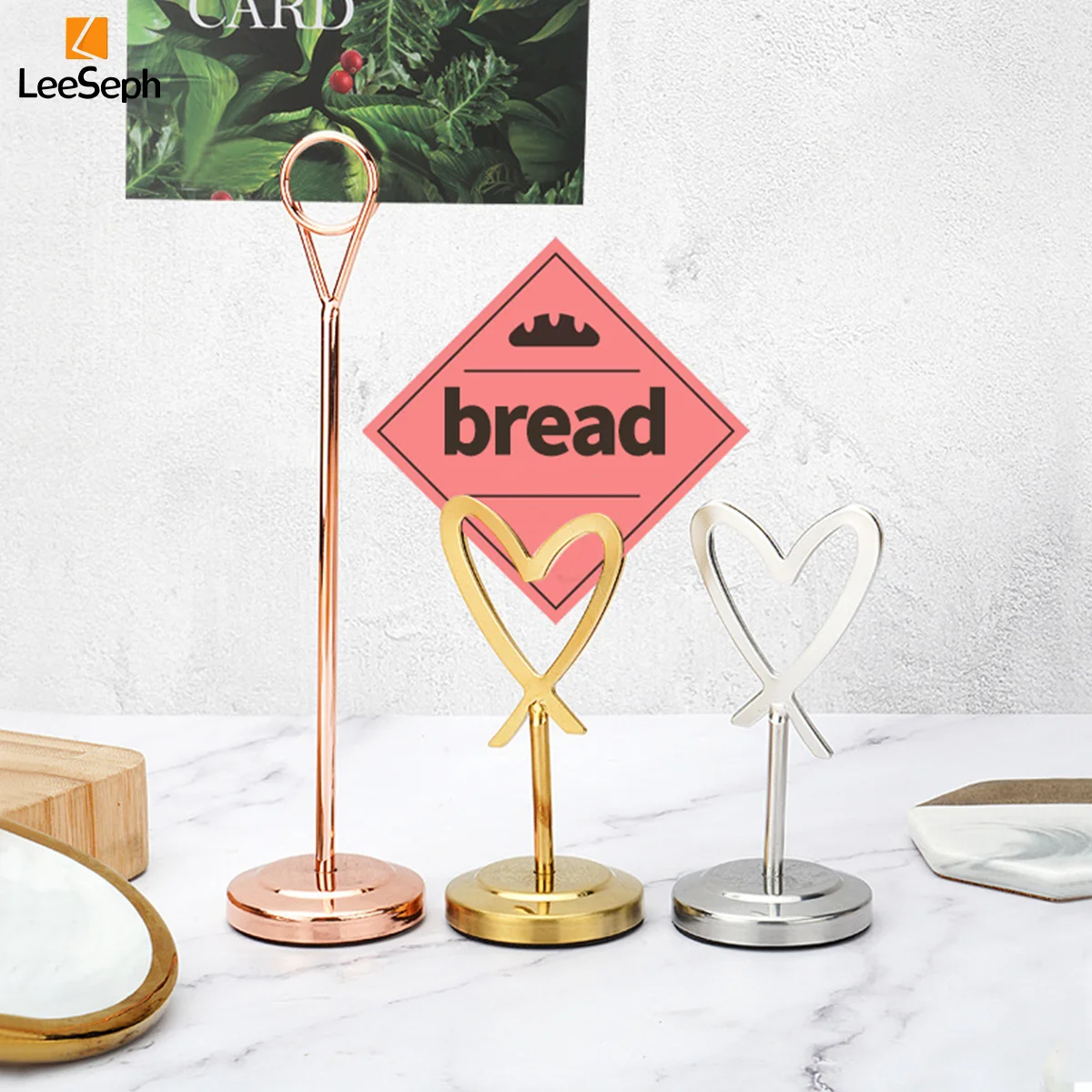 Table Number Holder 4/6/8 In Stainless Steel Picture Clips Stand for Food Signs Memos Place Cards Holder Wedding Party