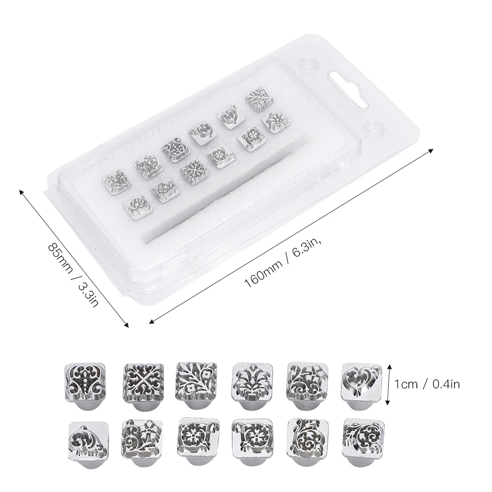 DIY jewelry marking flower pattern leather craft stamps punch tool 12pcs 10mm zinc alloy leathercraft metal, leather craft stamps