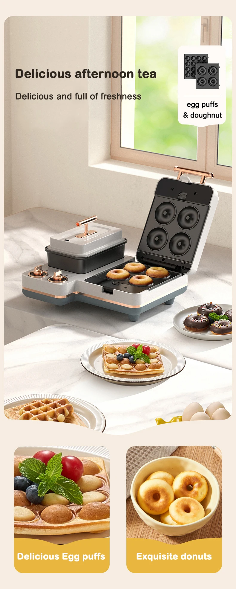 Description Picture 5 of itemMultifunction Breakfast Machine Sandwich Maker Toaster Cake Donut Waffle Oven Grill Pasta Noodles Cooker Hot Pot Eggs Frying Pan