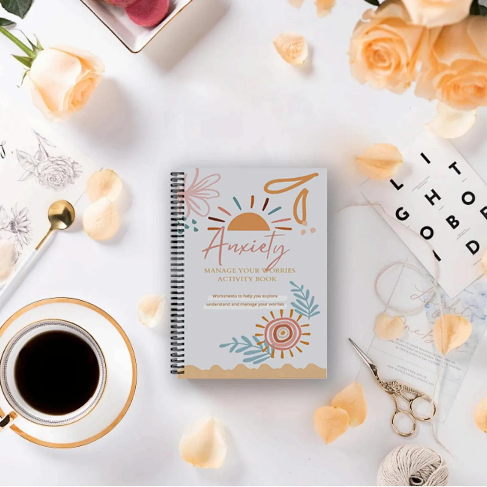 دفتر ملاحظات لمجلة القلق والإدارة العاطفية وسجل ال...