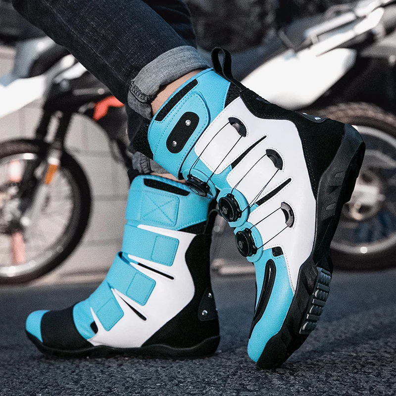 Motorcycle Team Riding Motorcycle Shoes and Calf Shoes Buckle Boots Ankle Protection Bicycle Riding Boots
