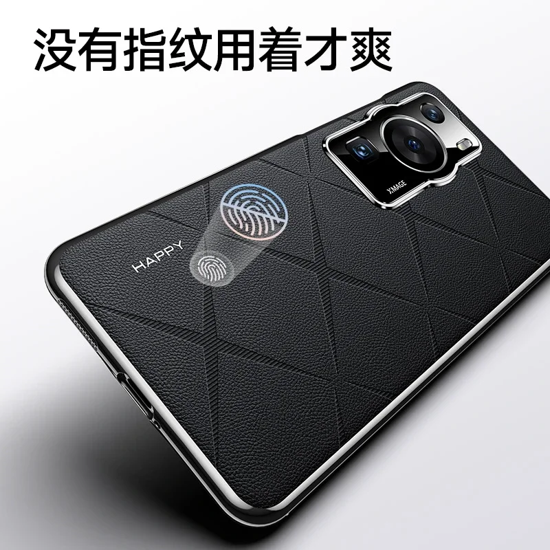 Cover For Huawei P60 Pro Case Luxury Leather Phone Case For Huawei P 60 P60Pro Stylish Electroplate Camera Protect Shell Bumper 6