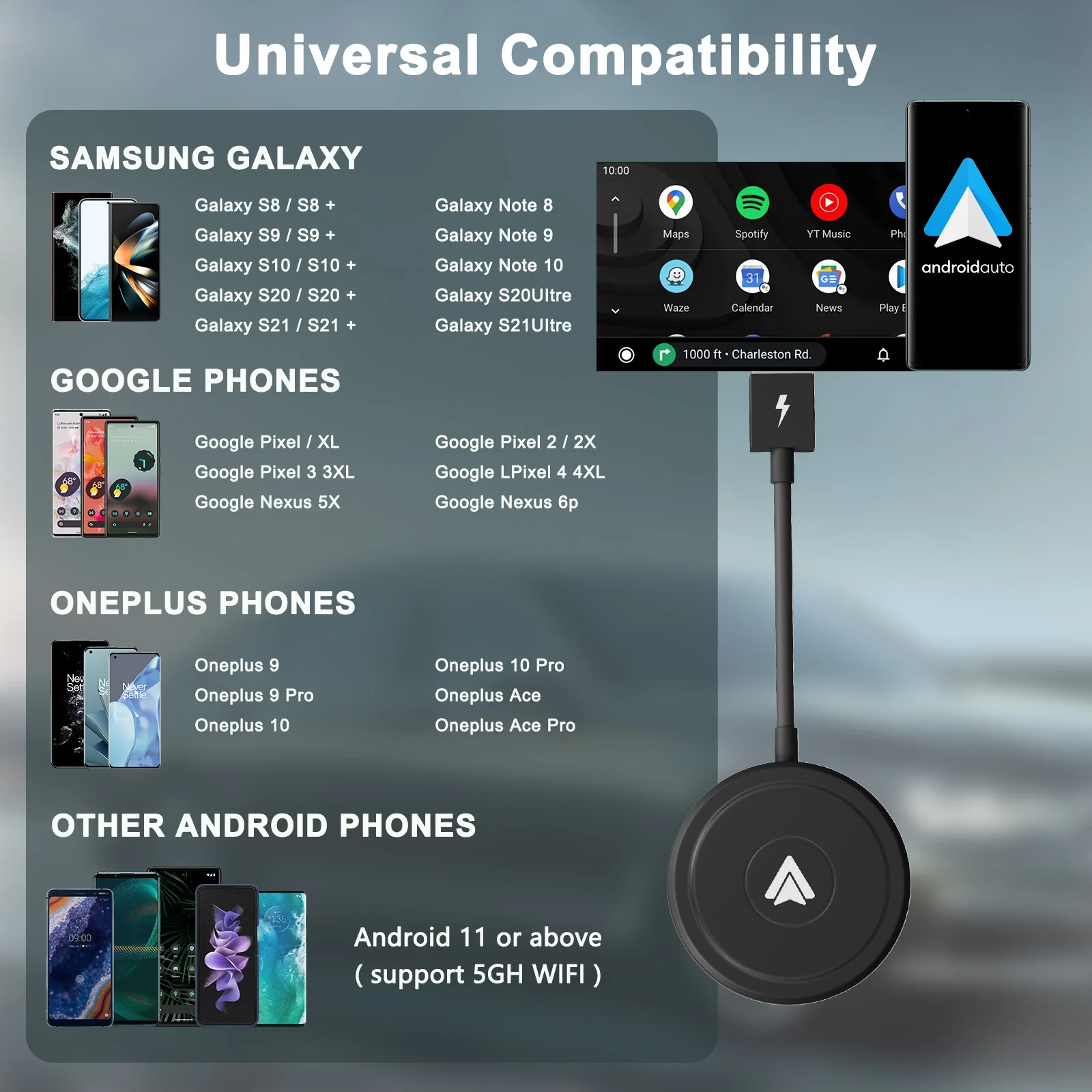 Wireless Android Auto Adapter/Dongle for OEM Factory Wired Android Auto  Cars Converts Wired to Wireless