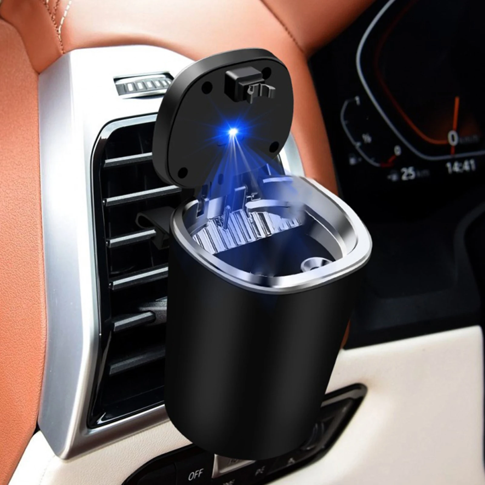 Cendrier de voiture portable avec couvercle et lumière LED, poignées  amovibles, porte-gobelet automatique, véhicules - AliExpress