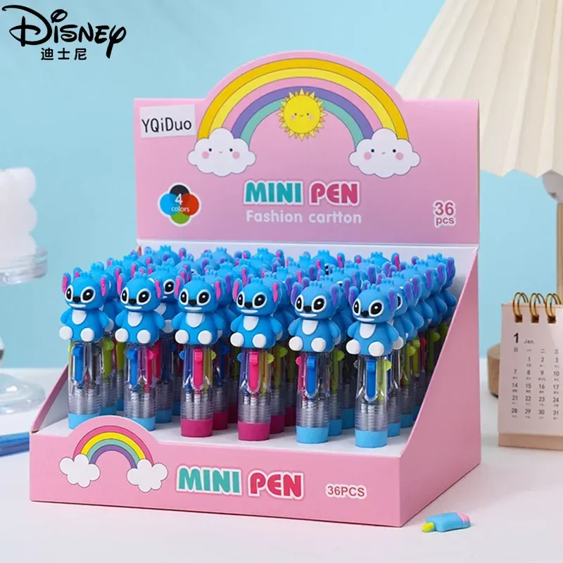 

Disney Cartoon Lilo And Stitch Four-color Ballpoint Pen 36pcs Student Diy Kawaii Handbook Pen Color Marker Pen Stationery Gift