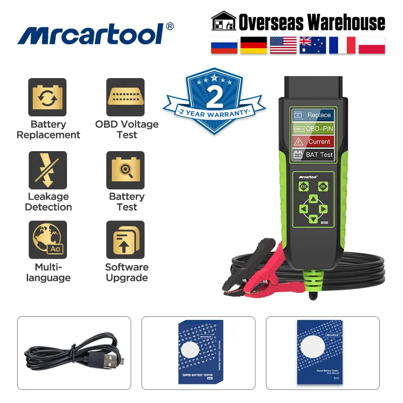 MRCARTOOL B250 Car Battery Tester Analyzer 12V/24V Obd Voltage Test