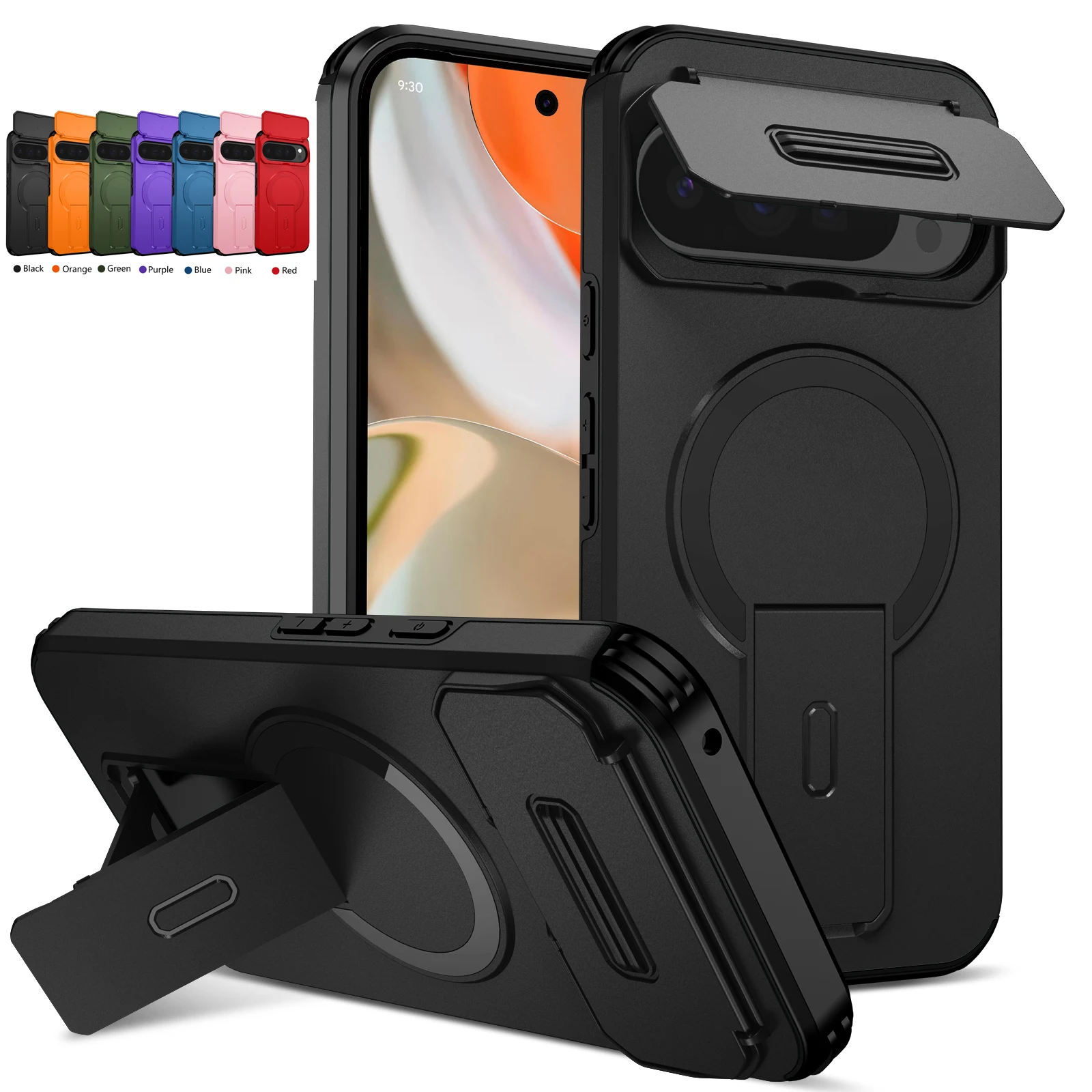 Premium Armor Case with Slide Camera Lens Protector and Magnetic Wireless Charging Compatibility