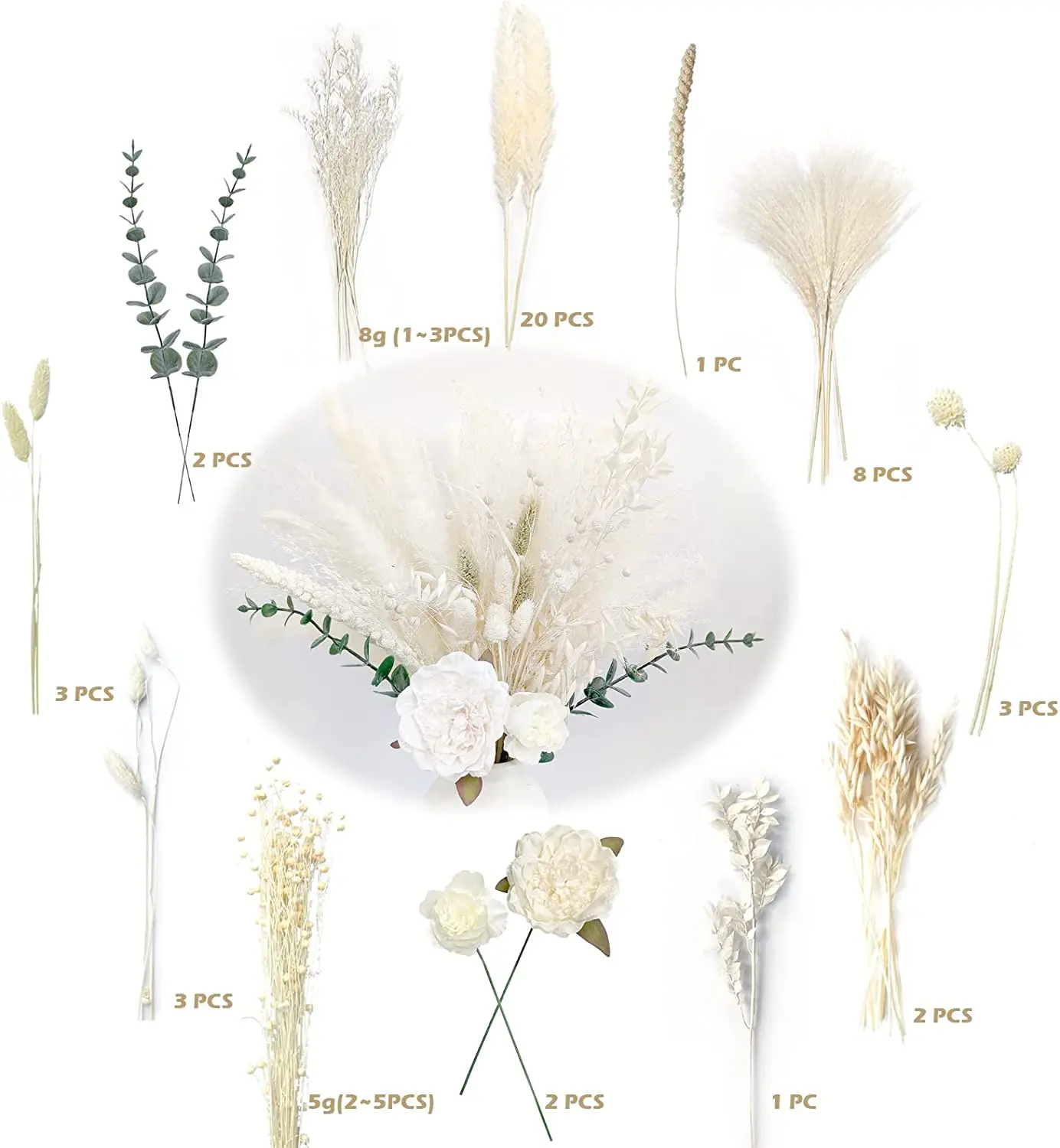 Natural Dried Flowers Pampas Grass Preserved White Eucalyptus Leaves  Bouquet Bunny Tails Bouquet Wedding Home Halloween Decor - Artificial  Flowers - AliExpress