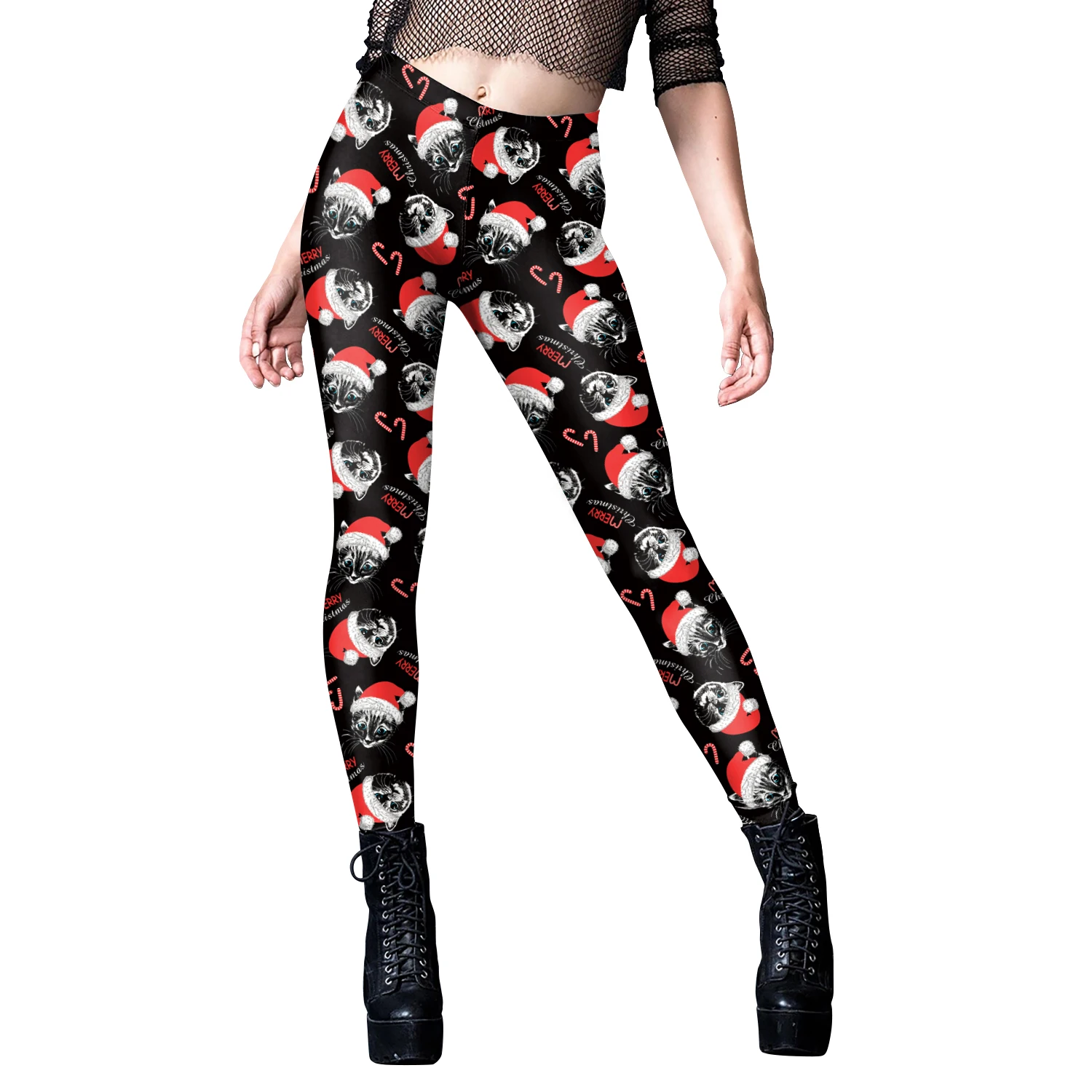 Nadanbao Lustige Weihnachts-Frauen-Sexy-Strumpfhose, 3D-Digitaldruck, weich, dehnbar, Weihnachtsmann-Leggings, knöchellanges Outfit für Weihnachtshosen – Detail 12