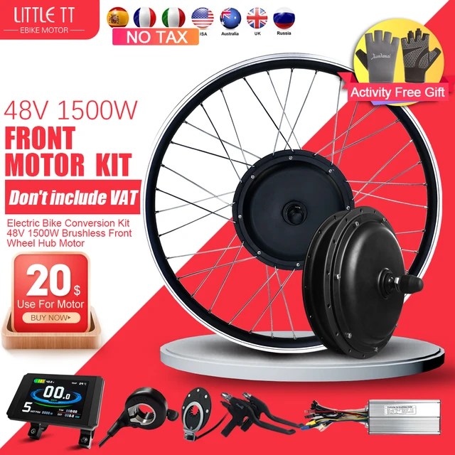 Kit De Conversión De Bicicleta Eléctrica, Motor De Cubo Delantero, Rueda De  20-28 Pulgadas, 48v, 1500w, 700c - Motores De Bicicleta Eléctrica -  AliExpress