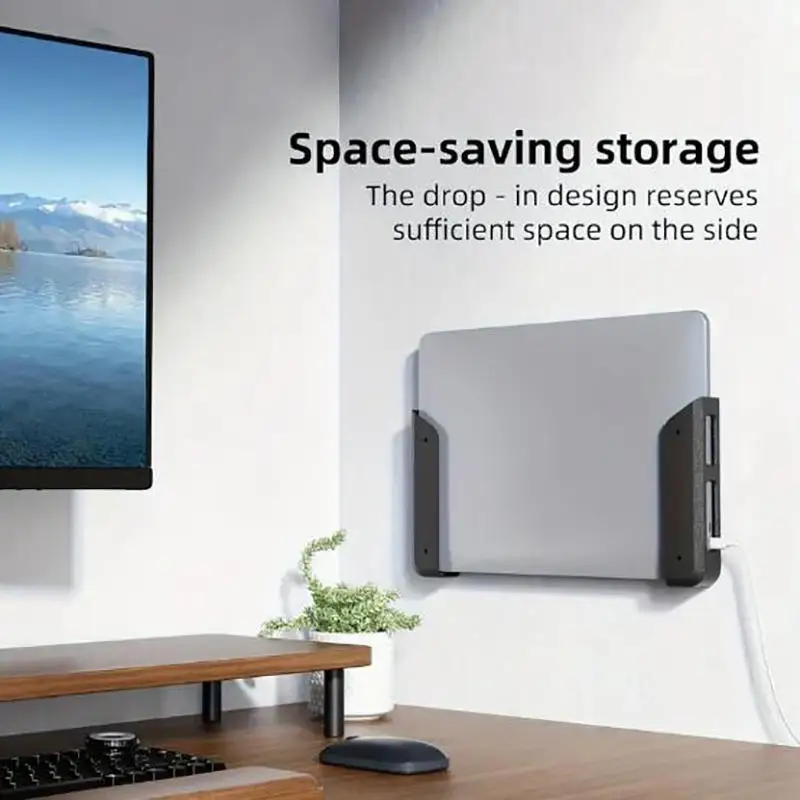 벽걸이형 및 책상 아래 노트북 거치대, 긁힘 방지 패드 포함, 사무실, 가정, 거실용 범용