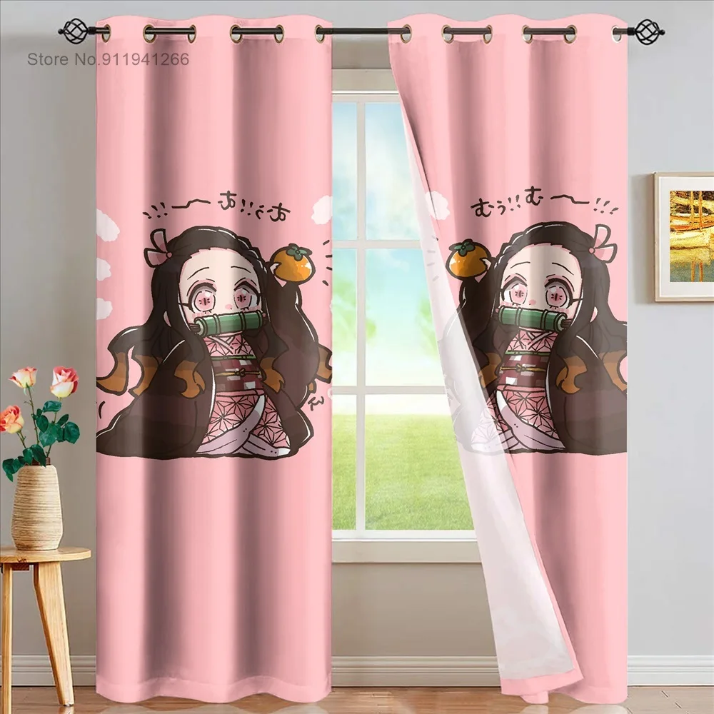 

Занавески с аниме принтом «рассекающий демонов», шторы для окон, затемняющие, для гостиной, спальни, детской комнаты, домашний декор