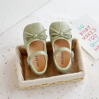 Kids Shoes Spring For Baby Girls Bow Princess Shoes Children Fashion Party Korean Style Cute Green Toddler Flats Single Shoes 1