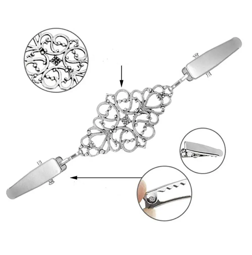 1개 골든 레트로 재봉용품 합금 소재 패션 패스너 의류용 클립 클램프 원단용 카디건 클램프