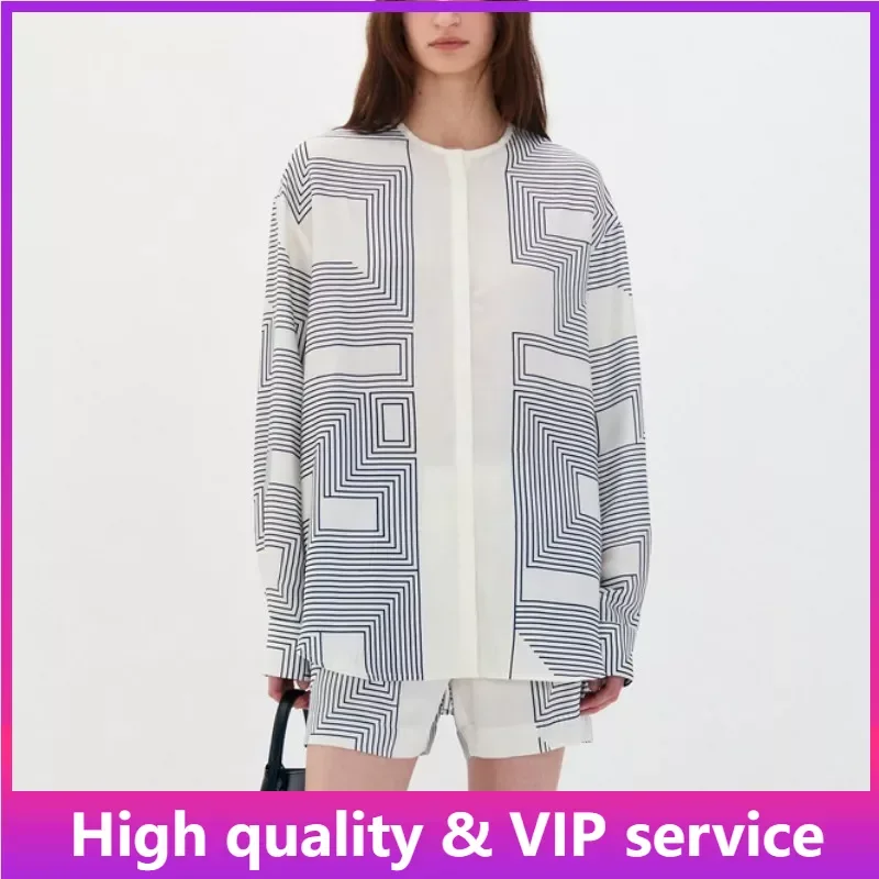 

Top Quality Women Printed Satin Long Sleeve Shirt,Summer Style Luxury Loose Round Neck Long Sleeve Cardigan Shirt Tops for Women