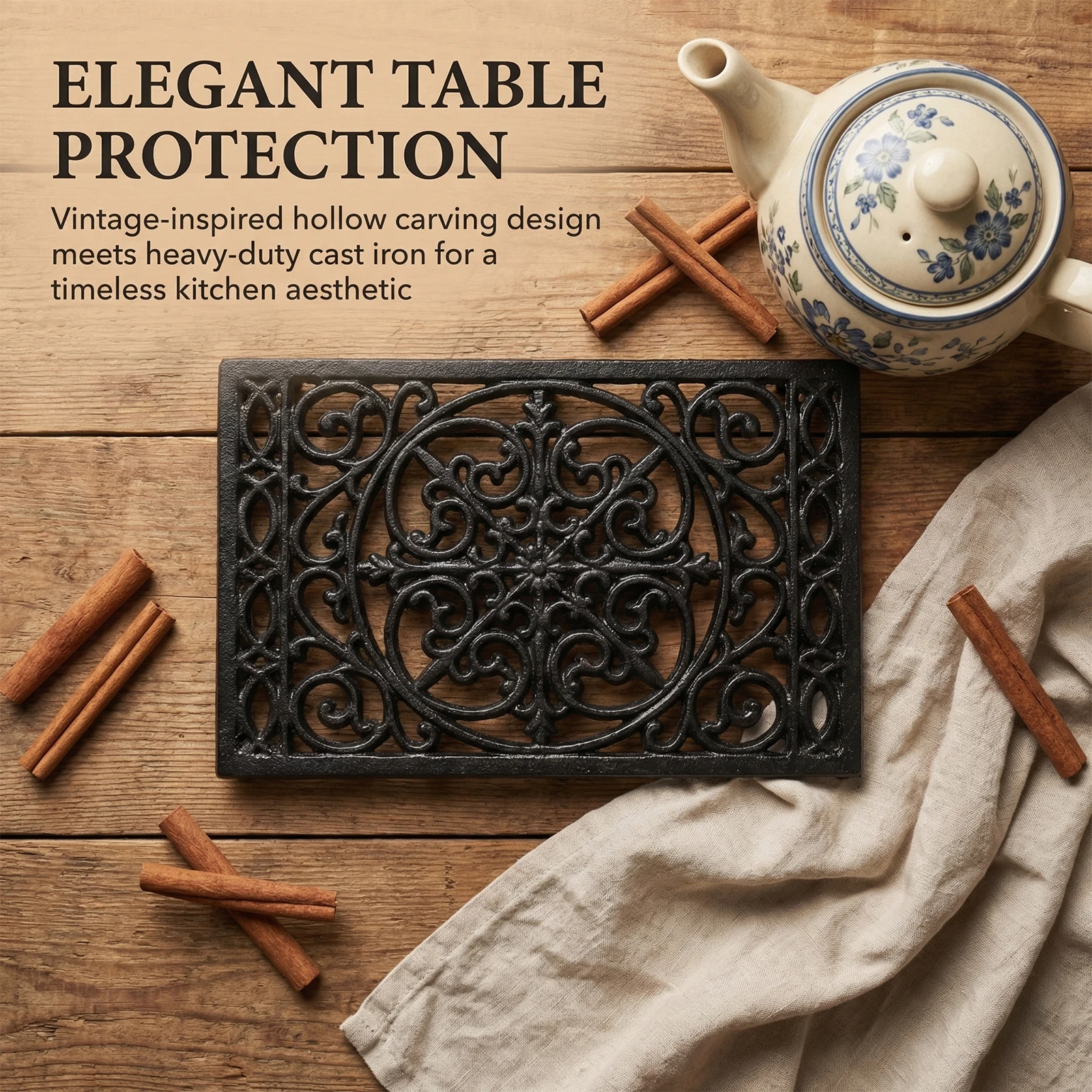 Metal Trivets for Hot Dishes 9.6 X 6.5 Inch Dutch Oven Table Trivets Decorative Heat Resistant for Hot Dish Pot Pan Plate Teapot