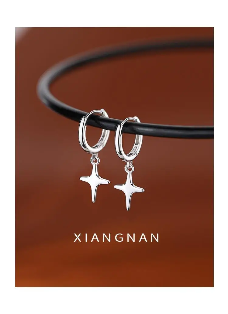 REETI 925 Sterling Silver star hoop Earrings Temperament Simple Inlaid for Women Wedding Jewelry Accessories