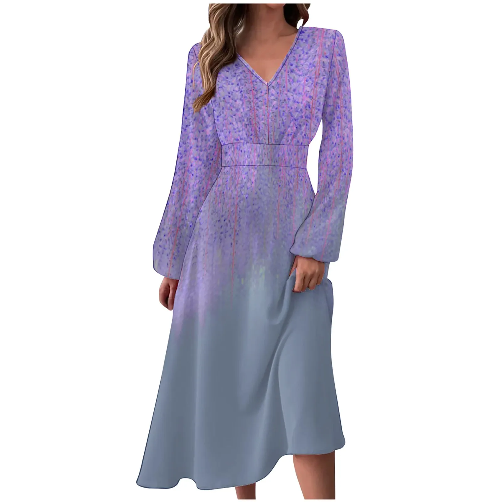 

Floral Print Dresses For Women 2023 New Autumn Elegant Party Dresses V-neck Long Sleeve Casual Female Clothing Vestidos