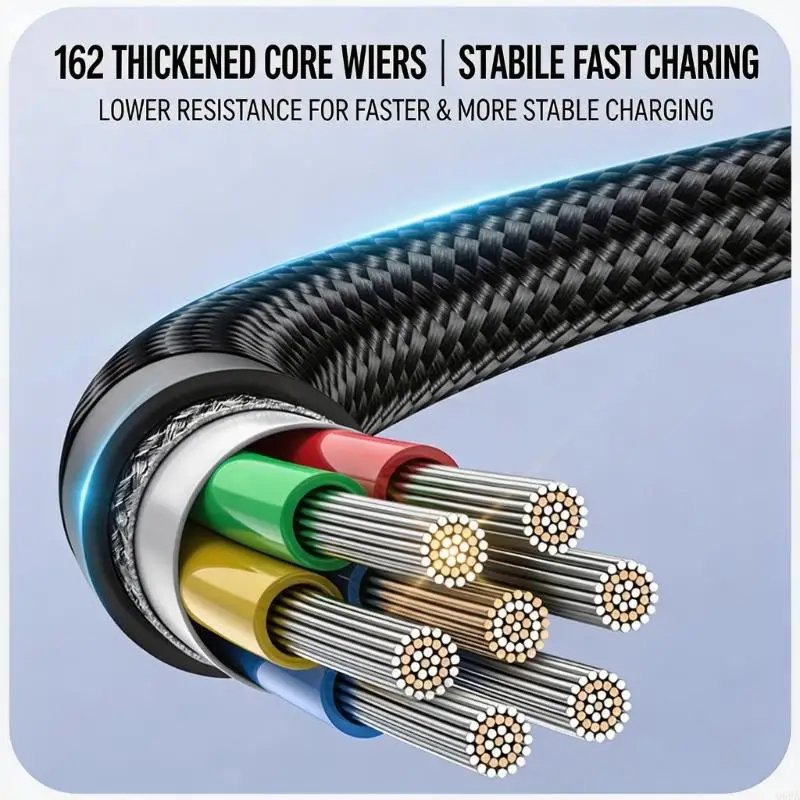 Q6PA 66W 고속 충전 USB A-유형 C 케이블, 지능형 LED 표시기 및 빠른 충전 및 데이터를 위한 편조 디자인