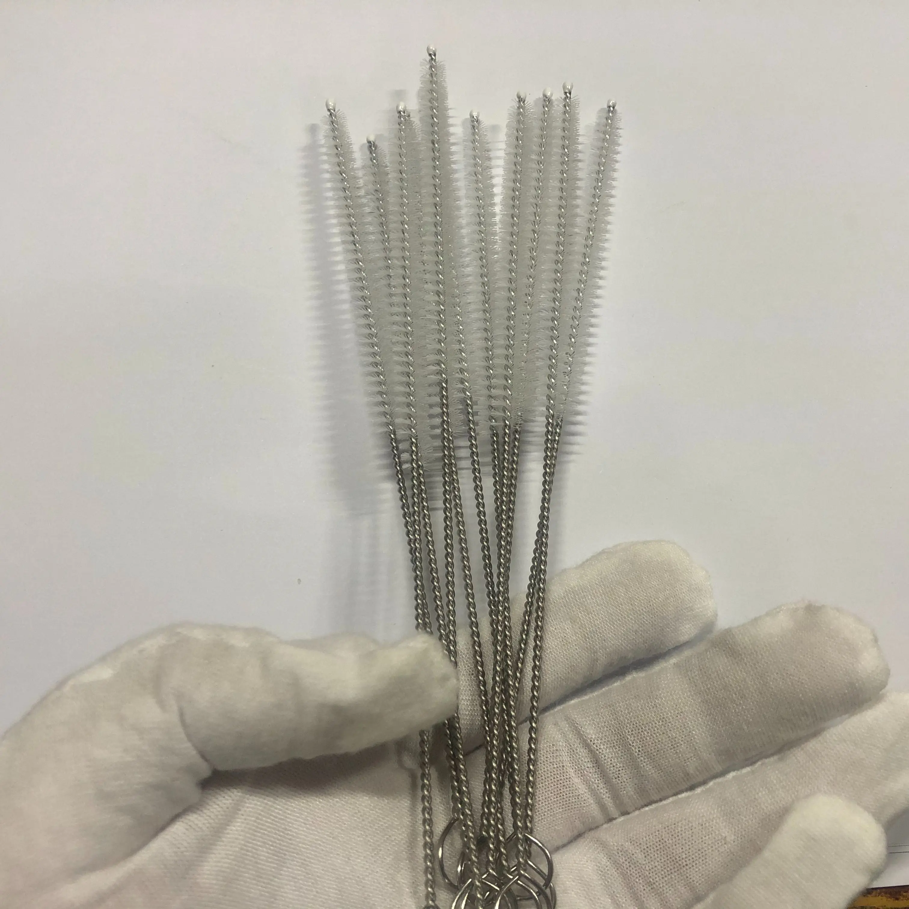 10pcs Nylon Brushes ，Stainless Steel Cleaner Nylon Cleaning Brushes Set， for Tobacco Pipe ，For Cleaning Tools，L 170mm OD 2mm 3