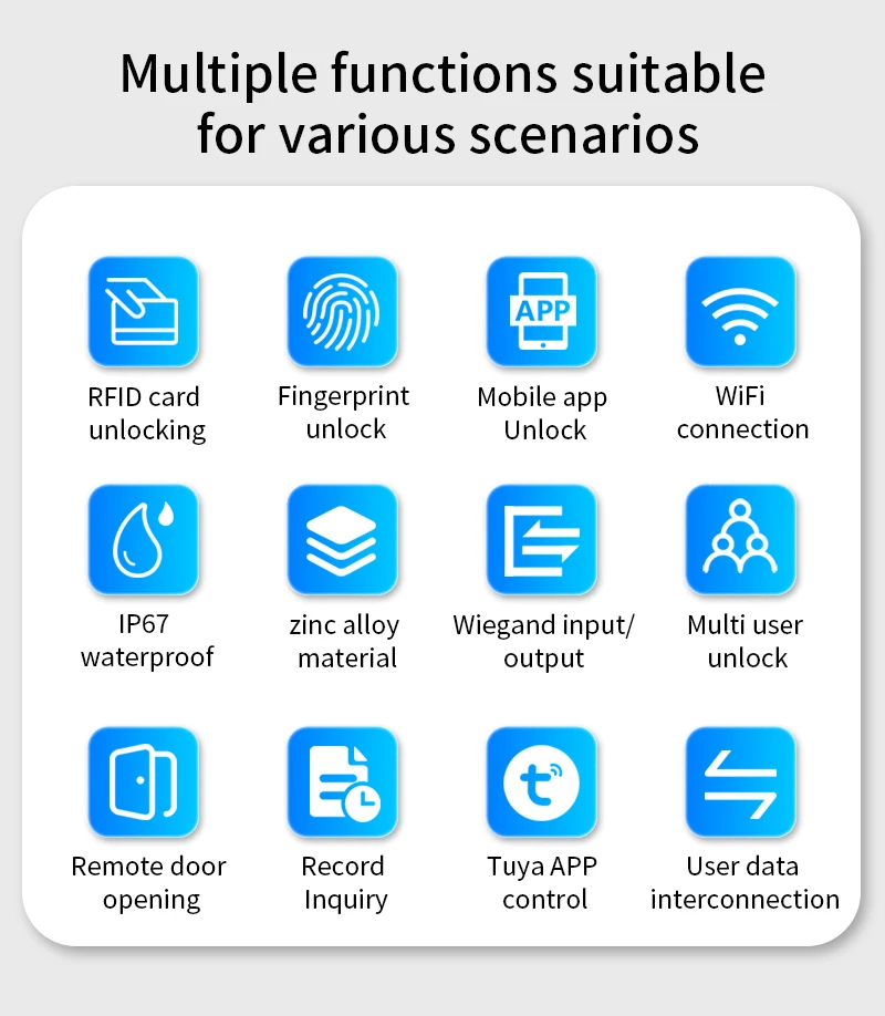 125KHZ/13.56MHZ Access Control Keypad Standalone Tuya App WG Output 10000 Card u