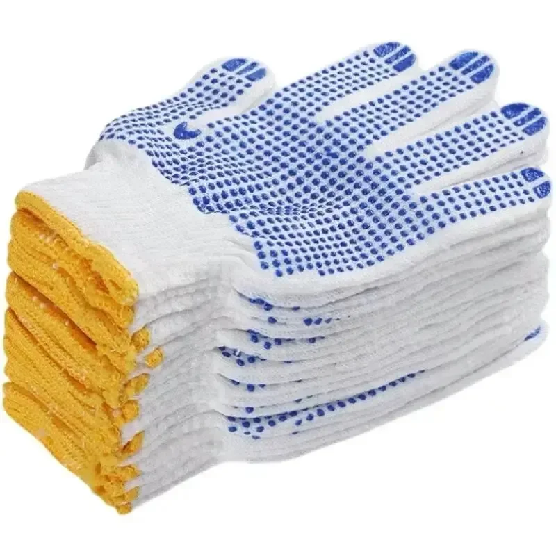12 Pairs Work Gloves With Anti Slip Grip PVC Dots Safety Cotton Protection For Painter Mechanic Industrial Construction protective gloves safety gloves cotton gloves cotton work gloves