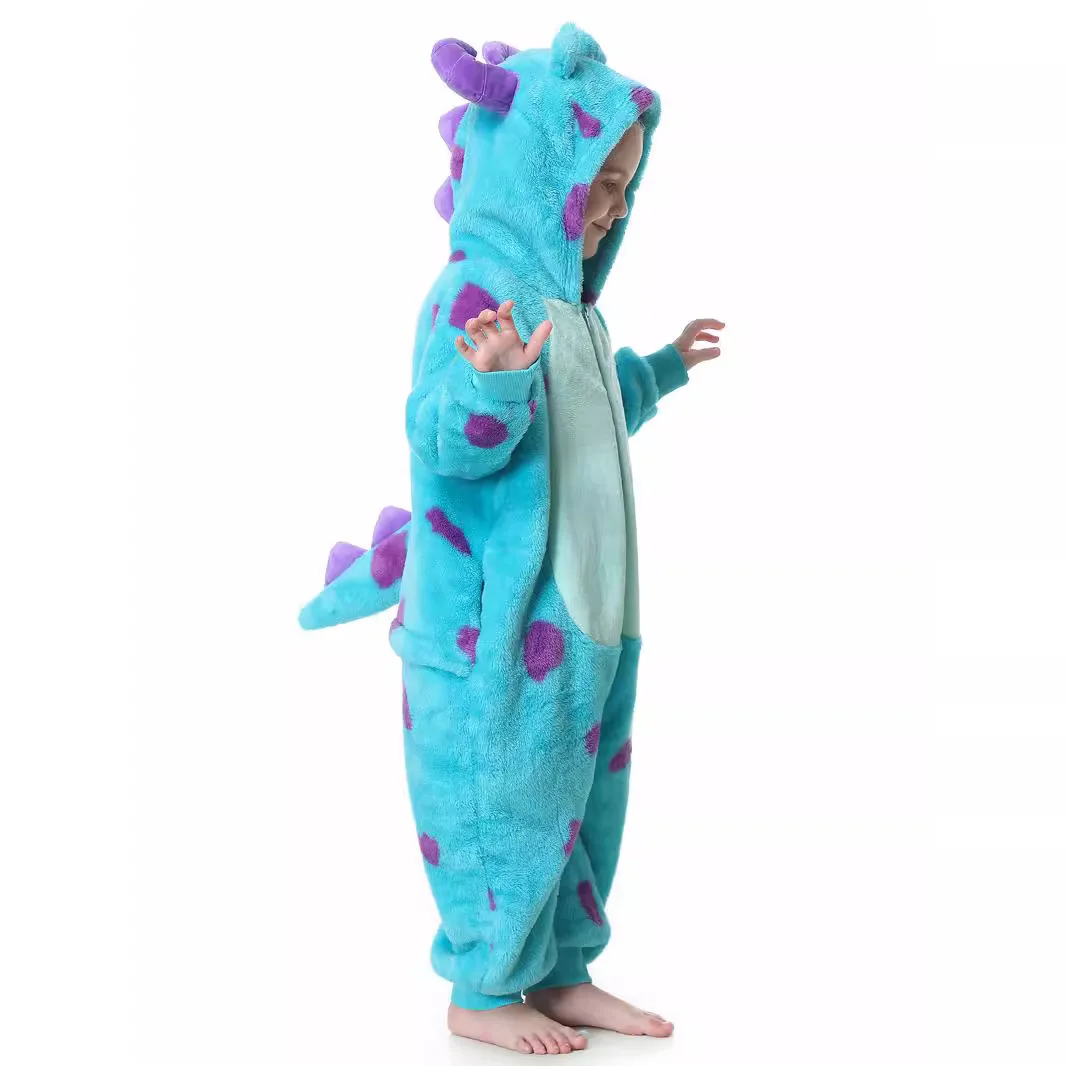 Kids Sully Onesie Flannel Pajamas for Children Kigurumi One-piece Pyjamas Halloween Cosplay Costume