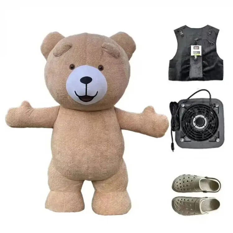 thumbnail image 1 of Disfraz de oso polar inflable gigante 2024, disfraz de mascota de peluche de piel para adultos, personaje animal, prenda inflada para accesorios de escenario, 1 of 5