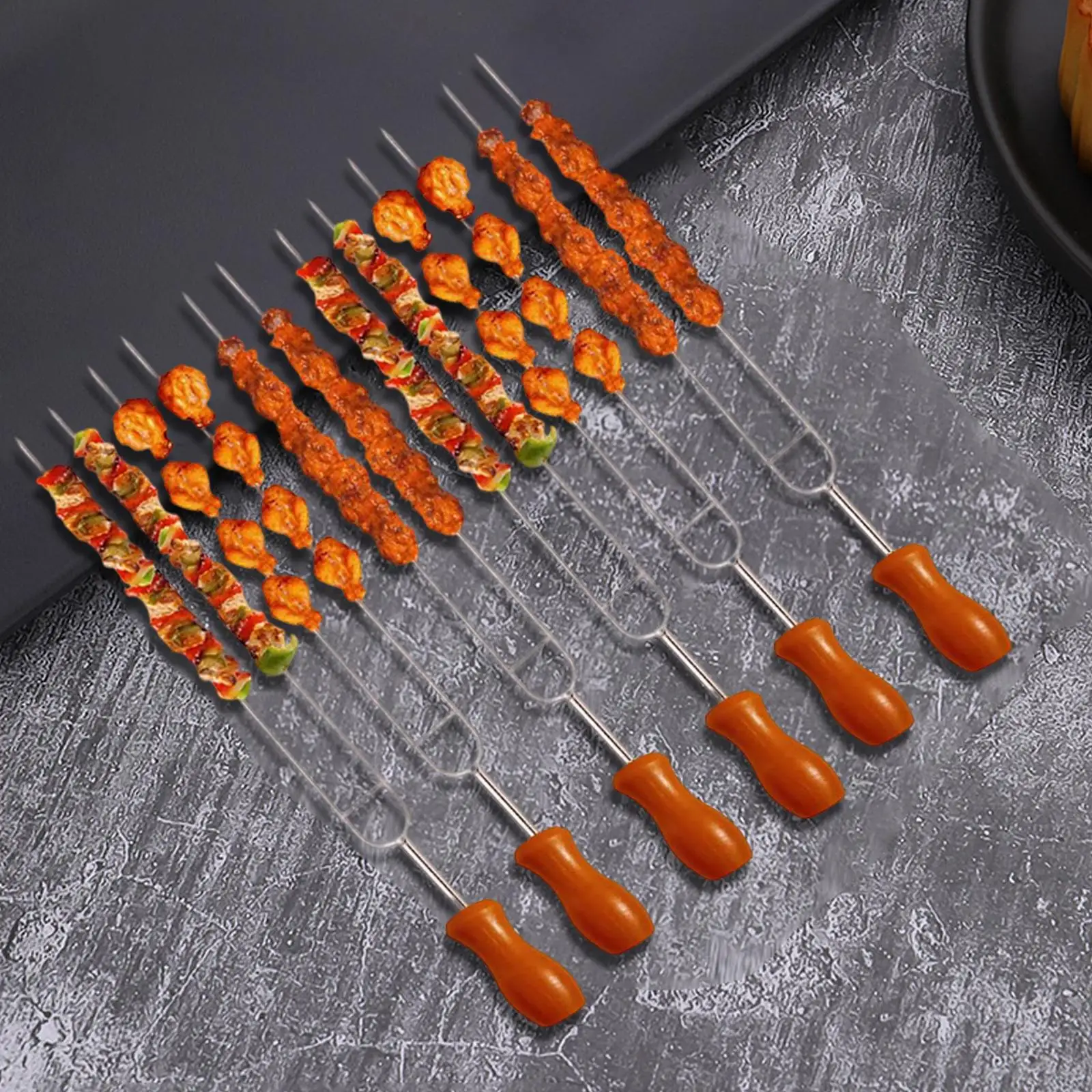 로스팅 스틱 바비큐 꼬치 포크, 바비큐 고기 포크, 핫도그 포크 포함, 6x