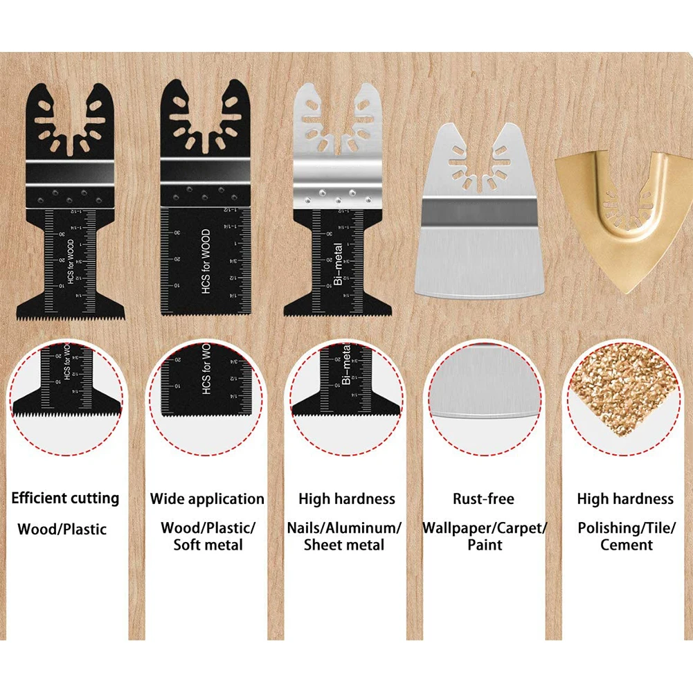 Set 25 Lame Per Multitool Oscillante – Per Legno, Metallo E Plastica, Con Adattatori E Borsa