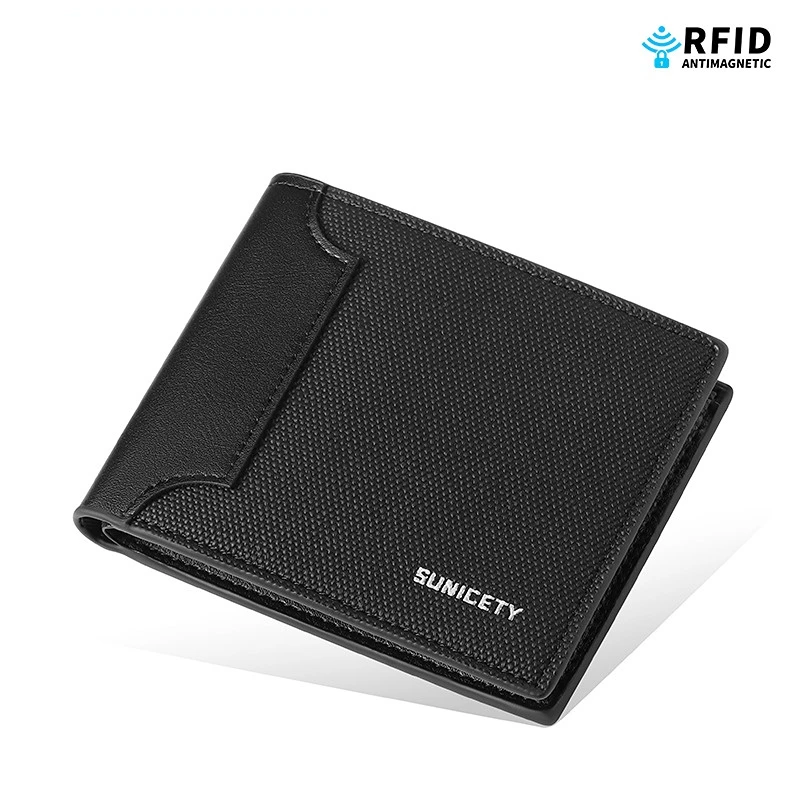 Men's Wallet Fashion horizontal short card bag Multi clip zipper canvas Purse Male Anti theft swiping Multifunction Wallet