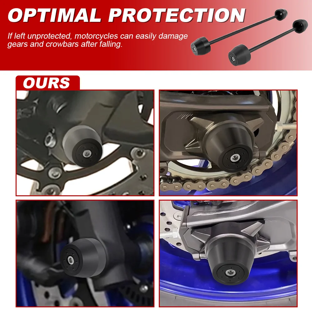 오토바이 전방 후방 휠 포크 액슬 슬라이더 충돌 방지 장치 YZF-R7 2022-2025 FZ-07/MT-07 2015-2024 XSR700 2016-2021 야마하용