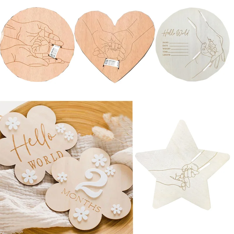 Baby Virth Wristband Wooden Commemorative Plaque Living Room Decoration Desk Decoration Decorative Figurines Living Room wooden milestone cards wooden baby plaque