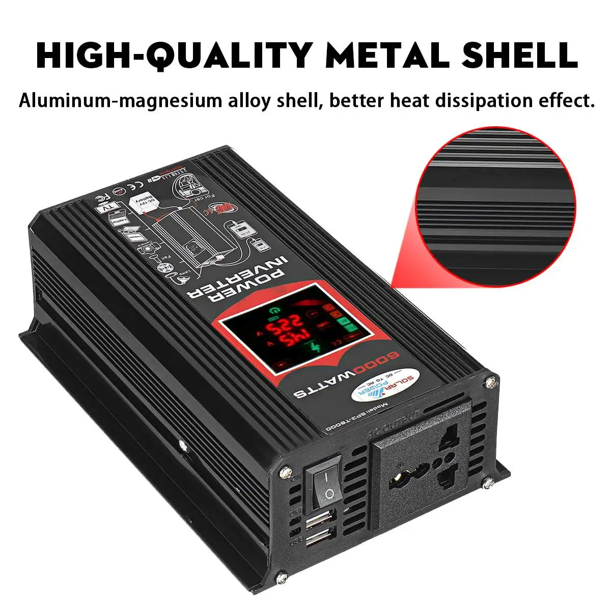 ソーラーインバーター6000w 12vからac 2v 変換器 変更された正弦波電圧 車の変圧器 カーインバーター Aliexpress