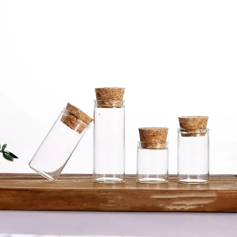 1X 5ml-14ml Mini Test Tube Glass Bottles with Cork Stopper Spice Sand Liquid Food Bottles Container Jars Vial DIY Craft Gift 2