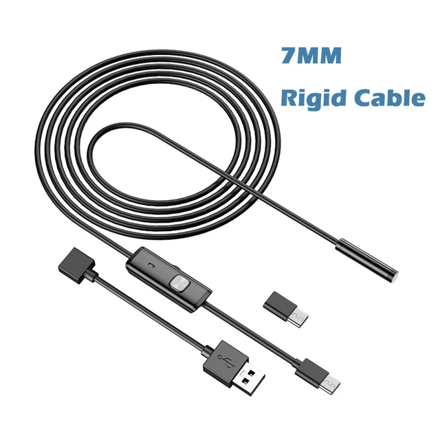 ENWOR Industrial Endoscope Camera IP67 Waterproof 5.5mm 7mm 3IN1 For Android Phones PC USB Endoscope Camera 6LEDs Adjustable 7mm hard cable