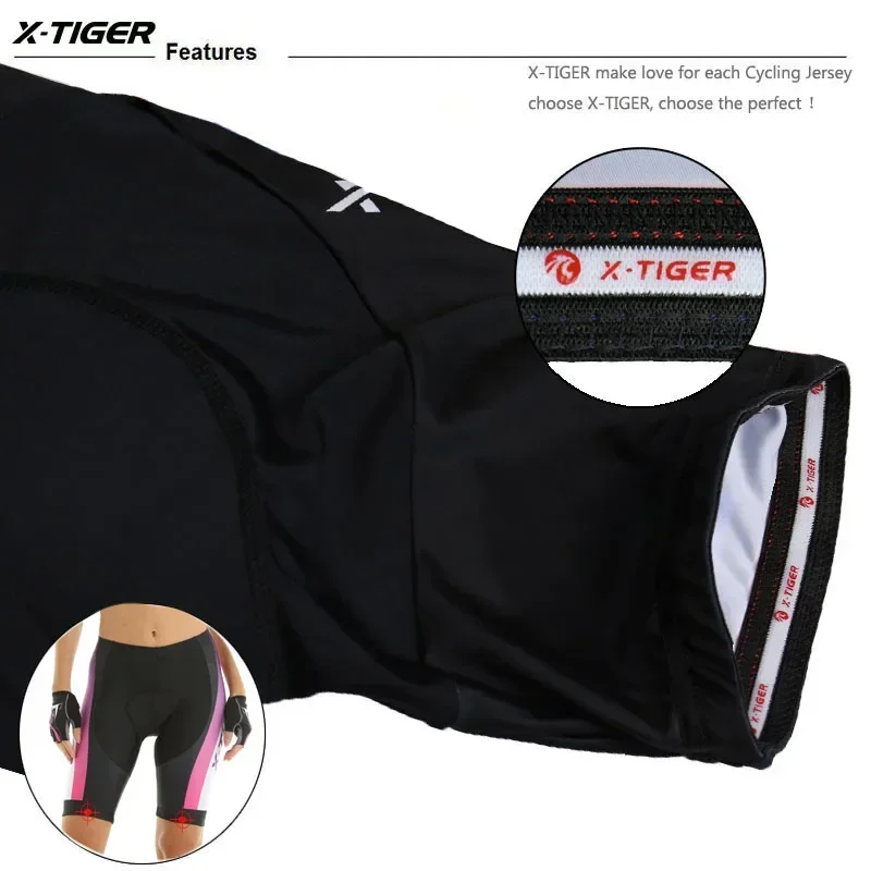 X-Tiger Pro Women's Cycling Bib Shorts Summer Cycling Bib Shorts Lycra Pro Trousers 3D Gel Padding Coolmax