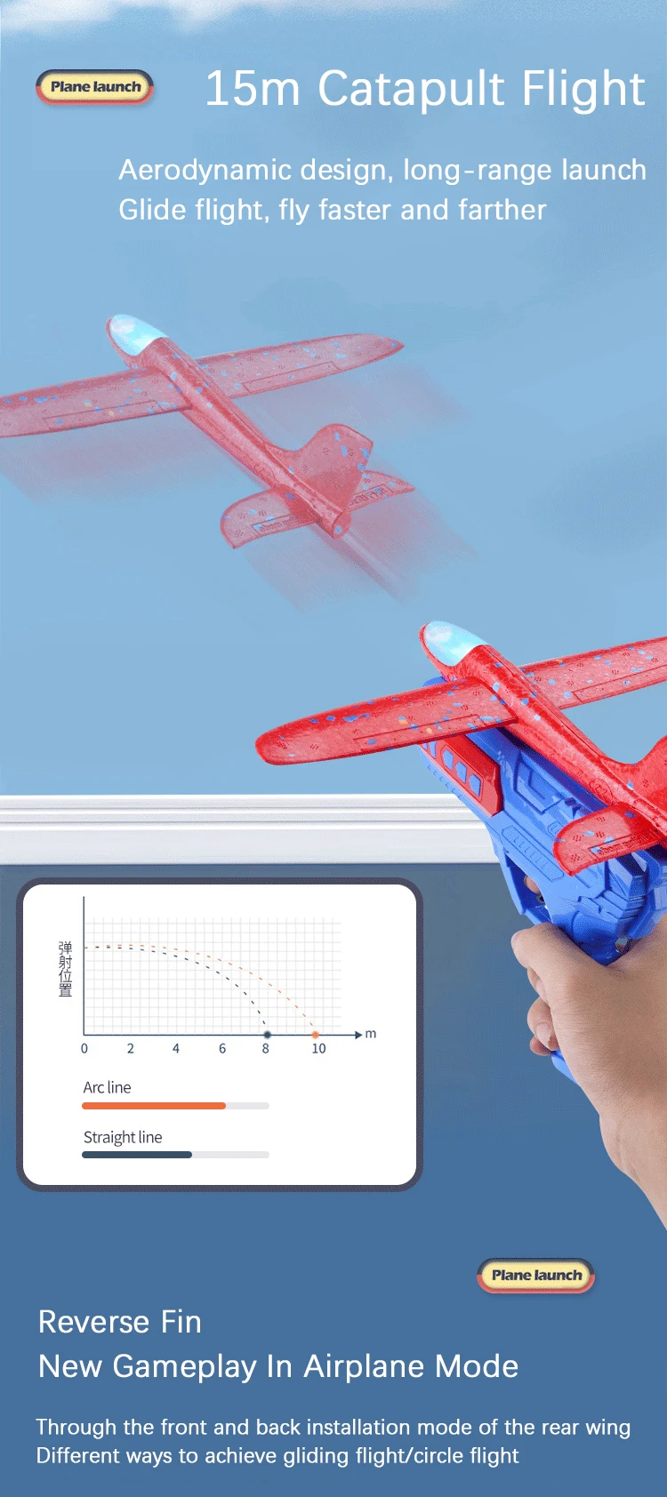Children Foam Plane Launcher Toy Outdoor, Plane Gun