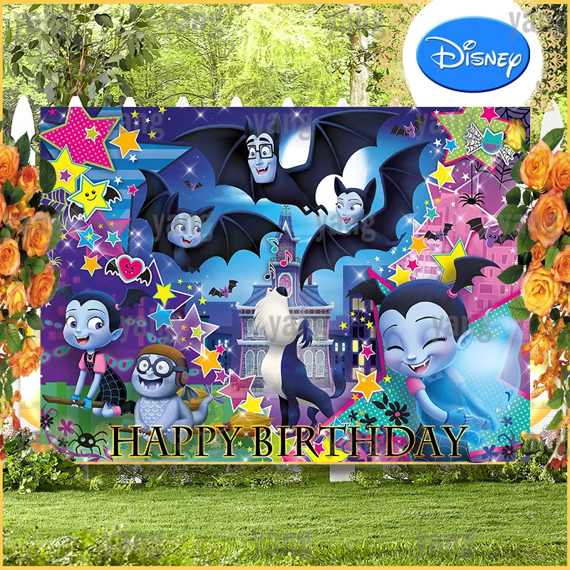 Custom Magic Building Star Ribbon Party Fondali Disney Junior Vampirina Photo Wall Happy Birthday Photography Sfondi