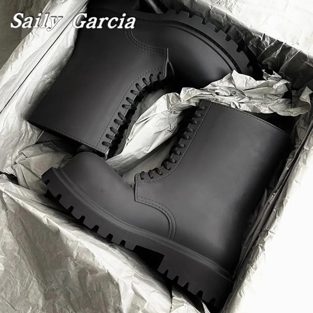 Boots Women Black Lace Hgh Boots Square Toe Thck Sole Lace Up Mult