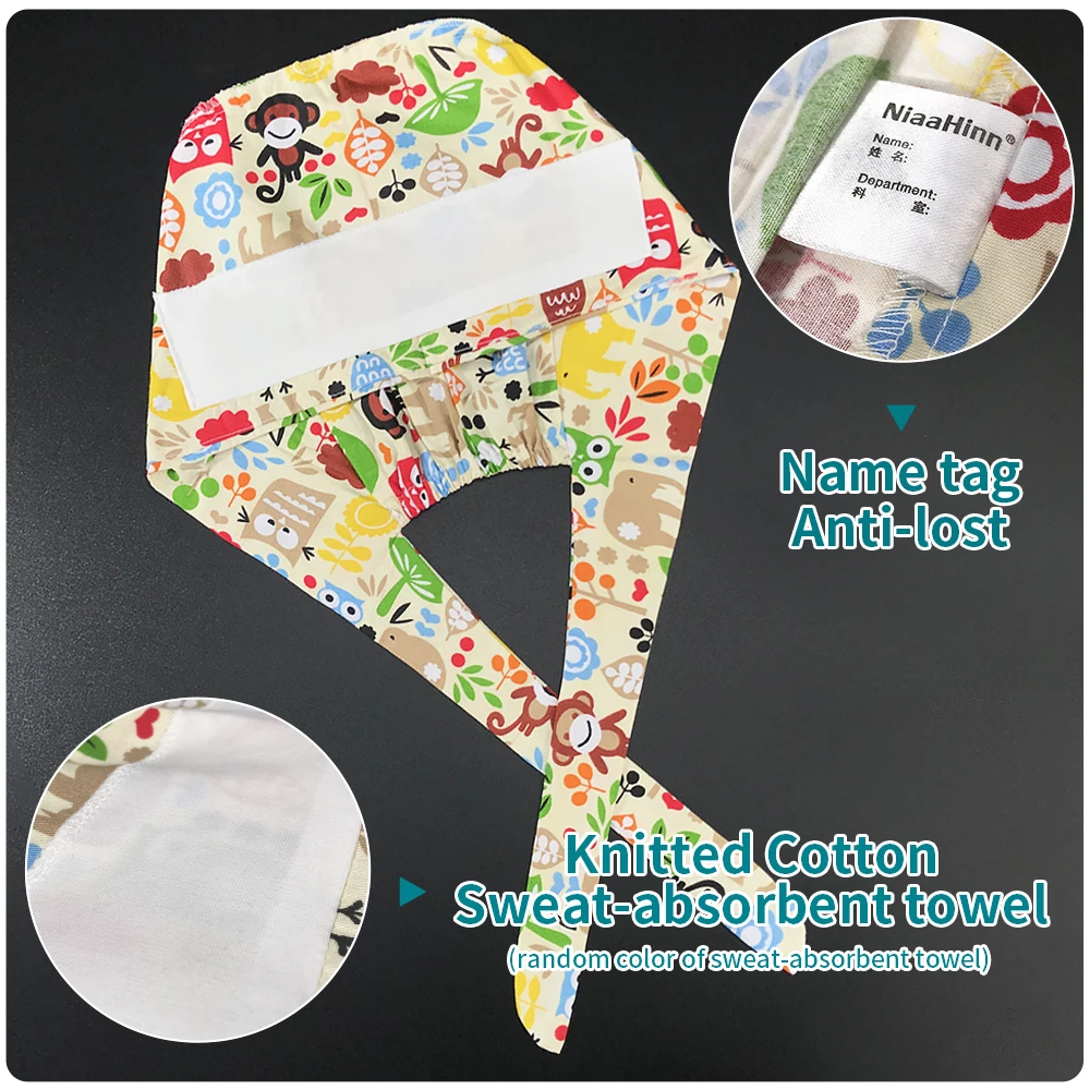 High quality fashion pure cotton flower printing medical surgical cap nurse hair care Baotou scrub cap beauty salon nursing