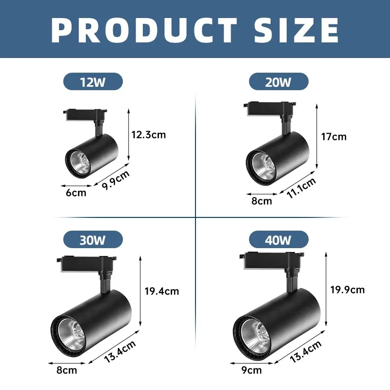 Set Led Track Light Fixture COB Ceiling Track Lamp 12/20/30/40W Rail Spotlight System For Kitchen Shop Store Home Lighting 220V 5