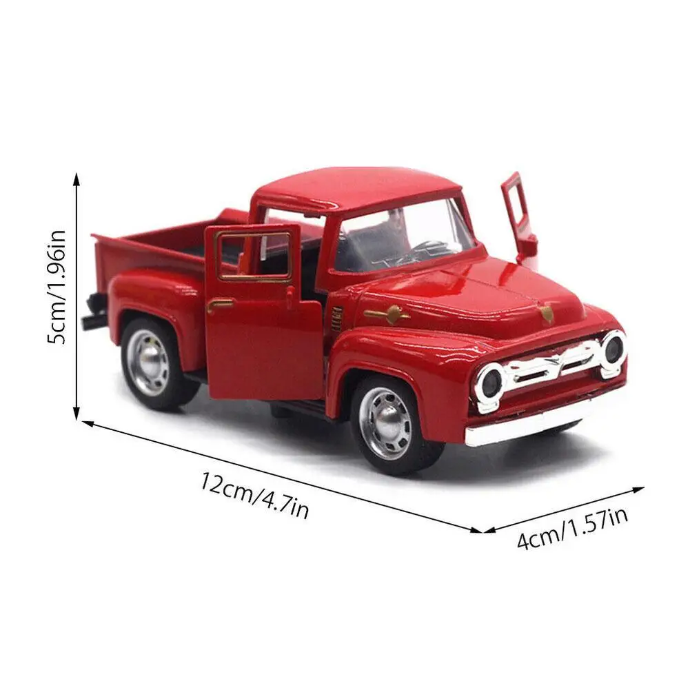 1:32 Scale Red Truck Car Model Alloy Diecast Simulation Pull Back Convertible Vehicle Boy Kids Collection Toys Gift images - 6