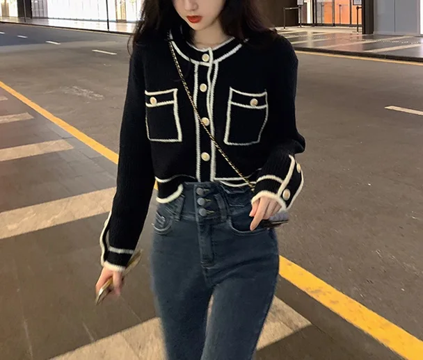 2023 New Xiaoxiangfeng Knitted Short Coat for Women Early Spring, Autumn, Winter High Grade Korean Style Top for Women