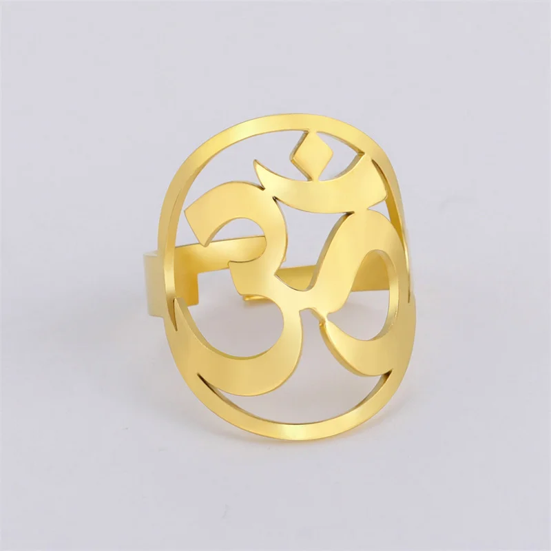 Vintage Om Symbol Ring für Frauen Männer Edelstahl Silber Farbe verstellbare offene Ringe Amulett Schmuck Kpop Geburtstag Freund Geschenk – Detail 14