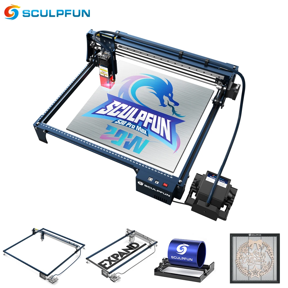 

SCULPFUN S30 Pro Max Laser Engraver Set 935*905 MM Working Area with Automatic Air-assist 20W CNC Laser Cutter Engraver Machine