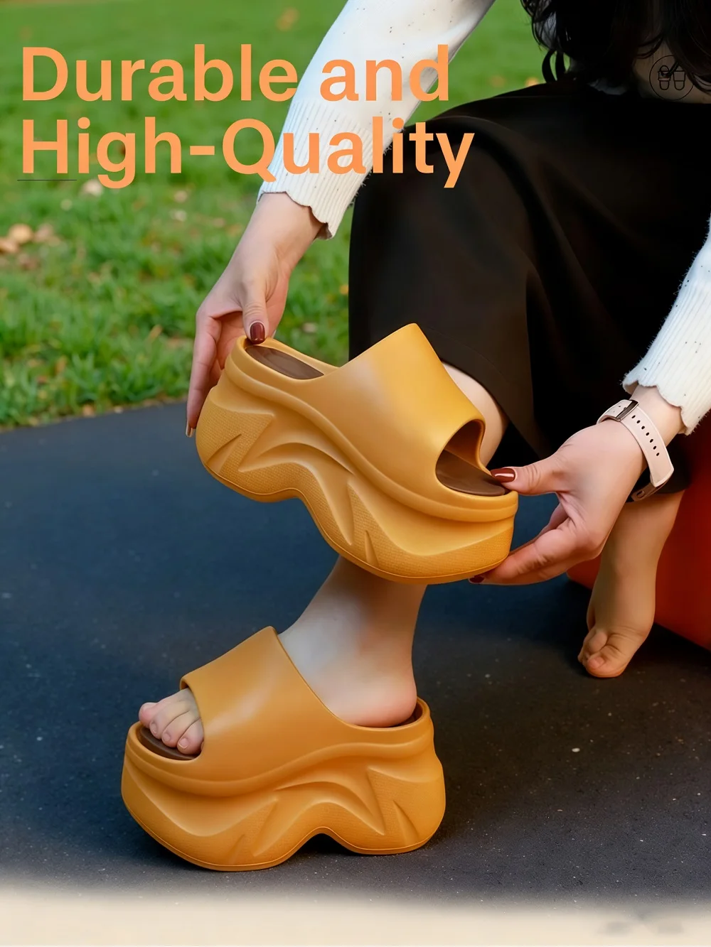 Damen 9cm Super Hohe Absätze Plateau-Pantoletten Rutschfeste EVA-Dicksohlen Modische Schuhe Chunky Sandalen für Outdoor und Freizeit – Detail 10