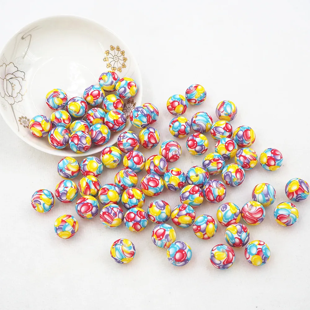 

Chenkai 10PCS 12mm Watercolor Print Silicone Beads Baby Round Shaped Bead Teething BPA Free DIY Sensory Chewing Toys Accessories