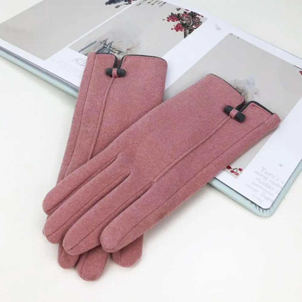 cotton suede gloves autumn winter women girls plush thicken warm gloves outdoor cold proof cycling casual gloves elegant gifts 1 Pair Women Winter Gloves Stylish Anti-slip Thicken Cycling Women Winter Gloves for OL  Women Gloves  Cycling Gloves