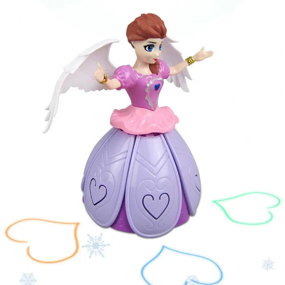 

Динамическая музыкальная игрушка, Электрический танцующий робот принцессы с проекционным освещением, автоматически Раскладывающееся интерактивное детское платье